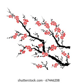 vector of red plum tree.