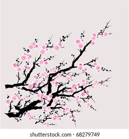 vector of red plum tree.