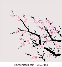 vector of red plum tree.
