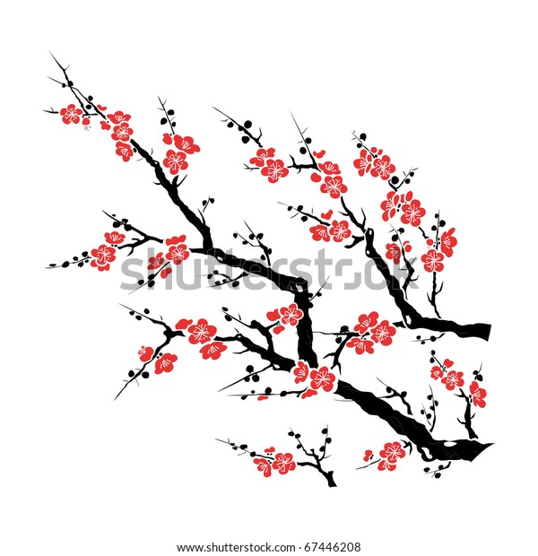 Vector Red Plum Tree Stock Vector (Royalty Free) 67446208