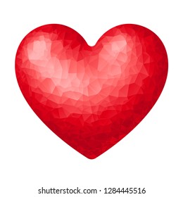 Vector red polygonal heart isolated on white background. Eps8. RGB. Global colors. One linear gradient used