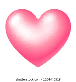 Vector red polygonal heart isolated on white background. Eps8. RGB. Global colors. One linear gradient used