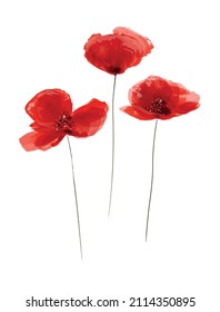 Vector red poppies for decoration - posters, postcards, wallpapers. Decoration set.