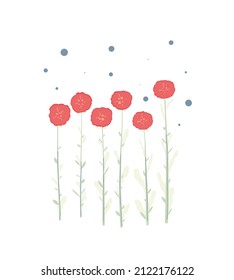 Vector red poppies isolated on a white background.Poppies in hand drawn style.

