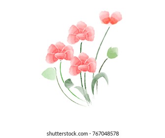 Vector of red poppy flower on white background