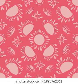 Vector red poppy and purple cornflower floral seamless pattern design with green leaf background. Designed by Daania at deeyana83*yahoo.com.