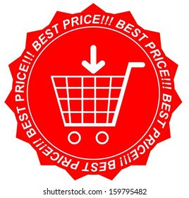 Vector red price tags, trolley