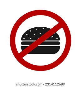 Señal de prohibición roja vectorial para comida chatarra.