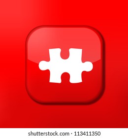 Vector red puzzle icon. Eps10. Easy to edit