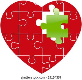 vector red puzzle on heart