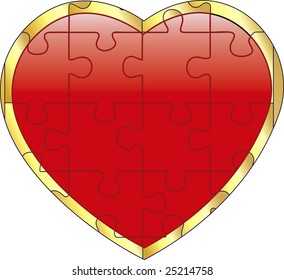 vector red puzzle on heart