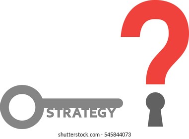 Vector red question mark  with strategy key.