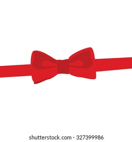 Vector red realistic bow tie. Bow tie icon. Elegant style