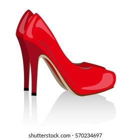 vector red realistic women shoes