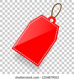 Vector Red rectangle Blank Tag with soft shadow at transparent effect background
