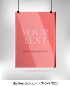 Vector red rectangle glass frame.