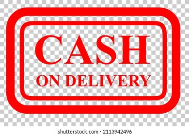 Vector Red Rectangle Rubber Stamp, Cash on Delivery or COD, at transparent effect background
