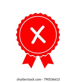 Vector - Red rejected or certified medal icon in a flat design. Vector illustration EPS10