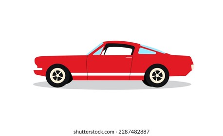 Vector red retro car isolated on white background.