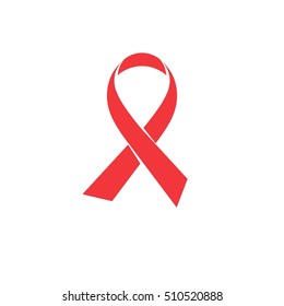 Vector. Red ribbon aids awareness. AIDS icon. Vector illustration.