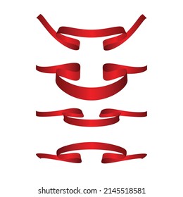 Cinta roja vectorial. Diseño de ilustración de banners de cinta