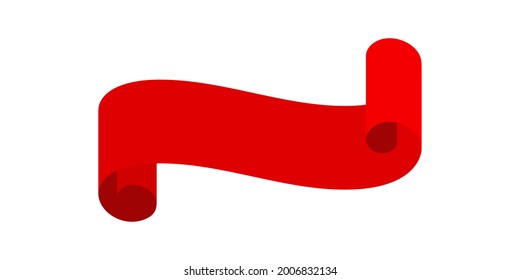 Vector red ribbon banner set. Flat red ribbon for discount label in product sales.