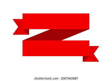 Vector red ribbon banner set. Flat red ribbon for discount label in product sales.