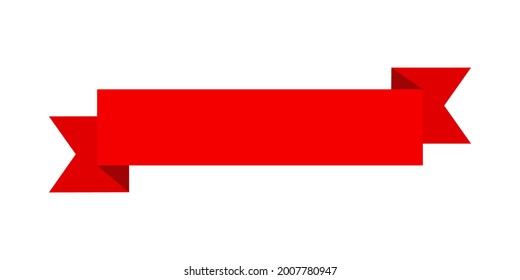 Vector red ribbon banner set. Flat red ribbon for discount label in product sales.