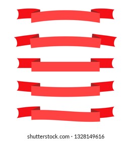Vector red ribbon banners set. Beautiful blank for decoration graphic. Old vintage style design. Premium decorative elements isolated