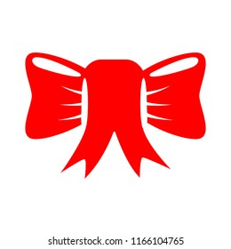 Vector Red Ribbon Bow Illustration - Christmas Holiday Decoration Symbol. Celebration Icon