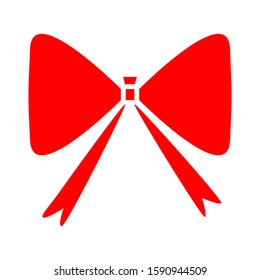 vector red ribbon bow illustration - christmas holiday decoration symbol. celebration icon