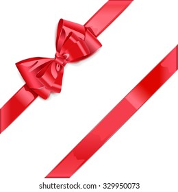 Vector Red Ribbon with Bow isolated on white background