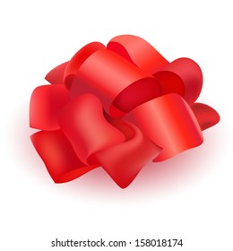 vector red ribbon bow for present isolated on white background