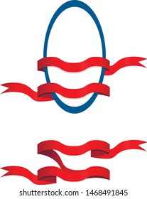 Vector Red Ribbon for emblem logo decoration on white background 