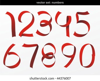Vector Red Ribbon Formed The Number