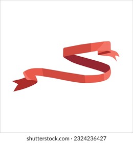 Vector red ribbon in minimalistic style. Symbolizing love and elegance, it adds a touch of sophistication to any design. Could be used in advertising design, as element of complex illustration.