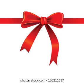 vector red ribbon on white background