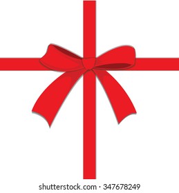 Vector of Red ribbon red on white background with copy space. Gift box