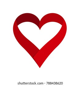 vector red ribbon in the shape of a heart. symbol of love, festive sign for Valentine's day, wedding, Declaration of love. vector illustration isolated on white background