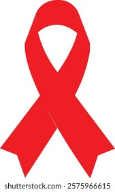 Vector Red Ribbon for World Aids Day Isolated On Transparent Background 
