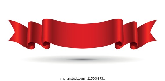 Vector red ribbon.Realistic red ribbon banner.