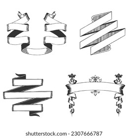 conjunto de colecciones de cintas rojas vectoriales
