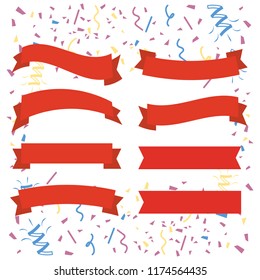 Vector red ribbons. Ribbon banner promotion vector illustration.