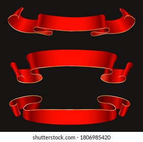 Cintas rojas vectoriales. Juego de banners de cinta de opciones. 