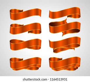 Vector red ribbons.Ribbon banner set.