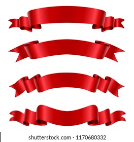 Vector red ribbons.Ribbon banner set. 