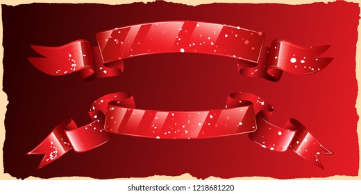 Vector red ribbons.Ribbon banner set.