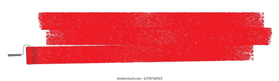 Pintura De Rollo Rojo Vector Con Ilustración De Textura Grunge Aislada Sobre Un Fondo Blanco.