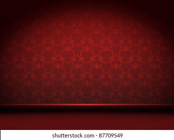 Vector red room with abstract pattern