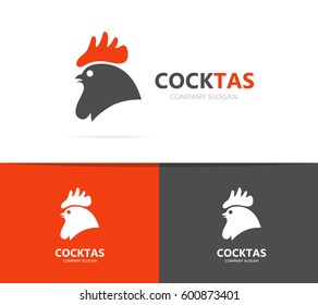 Vector of red rooster and cock logo combination. Chinese year symbol or icon. Cockerel zodiac logotype design template.